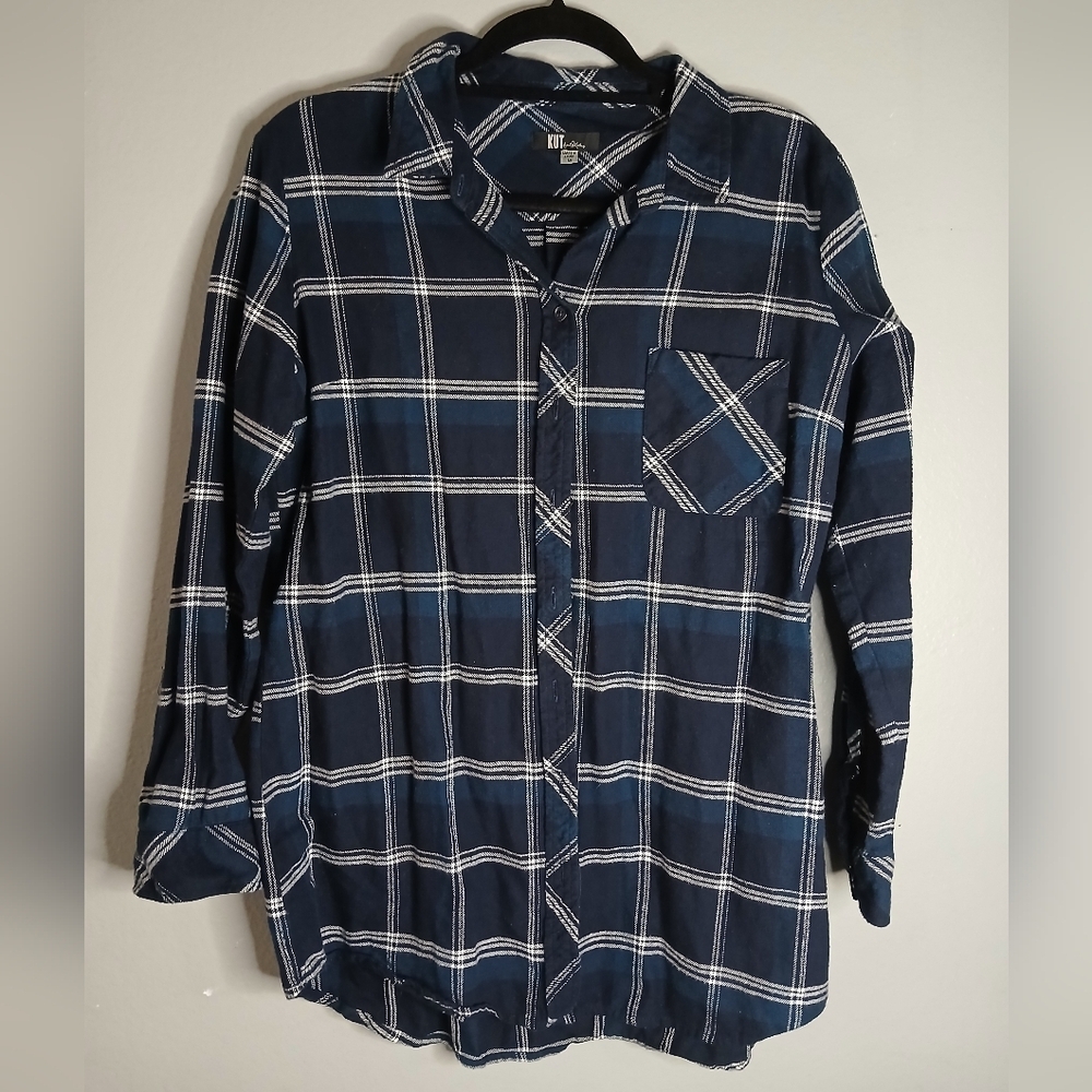 KUT‎ Blue Plaid Button-Up Shirt